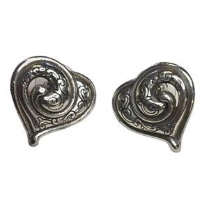 RETIRED RARE BRIGHTON‎ PENELOPE HEART FULL-SIZE SILVER HEART EARRINGS